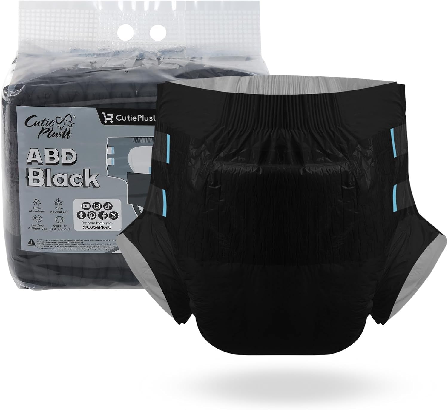 CutiePlusU Pañales para Adultos, Paquete de 10 Bragas Desechables para Incontinencia con Lazos para Mujeres y Hombres, Máxima Absorbencia Durante la Noche - Blanco (Tamaño Mediano 71-96cm)