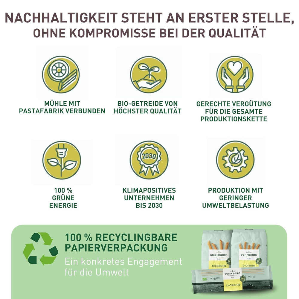Pasta de espagueti ecológica núm. 5 - 500 g de trigo Khorasan – Trigo antiguo, rico en proteínas, 100% cultivado en Italia – Versátil en la cocina y rico en nutrientes