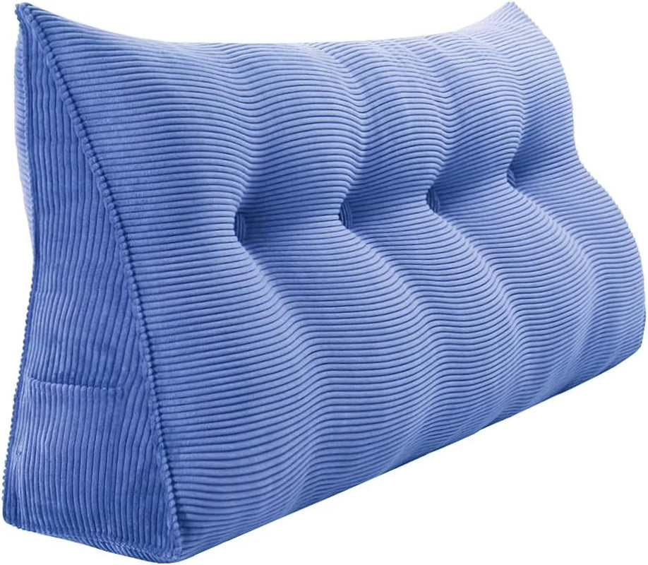 Pernă Johnear cu pană, pernă de citit pentru pat și canapea, pernă pentru spătar, pernă pentru tăblie, pernă lombară triunghiulară mare (gri, 45 cm)