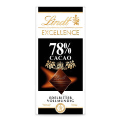 Lindt Excellence Barrita 78 Percent Cacao - Barrita Vegana Persistencia Intensidad Cacao 100g Ideal Regalo
