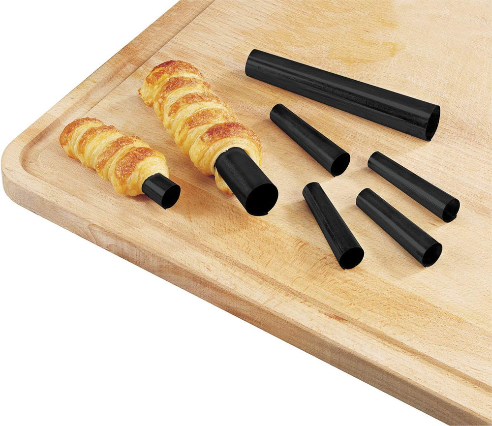 Zenker Schaumrollen Set – Premium Backformen für köstliche Schaumrollen, hitzebeständig bis 230°C, incluye práctica caja de almacenamiento, 6 piezas, negro