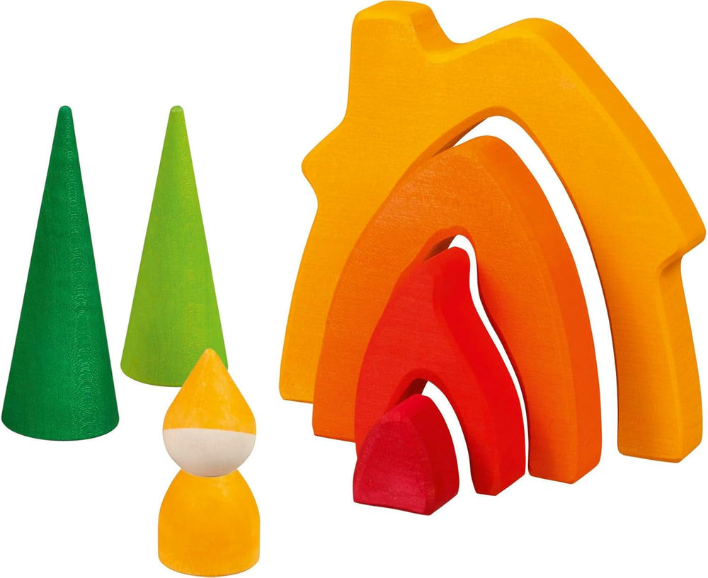 Goki 58427 - Casa enana - Goki Evolution - Fabricada en madera de arce de gran calidad - 7 piezas - Pinturas de colores al agua - Hecho en Europa Casas de Muñecas Naty Shop Default title