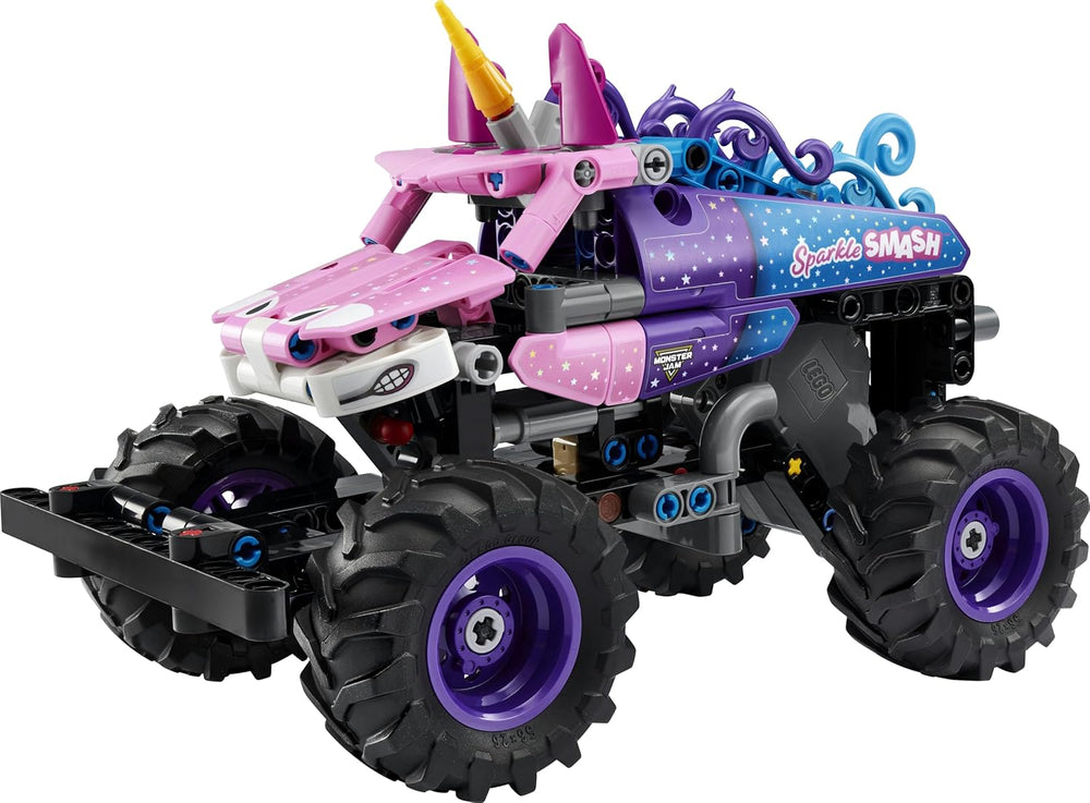 LEGO Technic Monster Jam Sparkle Smash con motor de rueda - Technic Monstertruck & Einhorn Monster Truck Spielzeug - Juegos creativos de 7 años para niños, niñas y niños - 42220