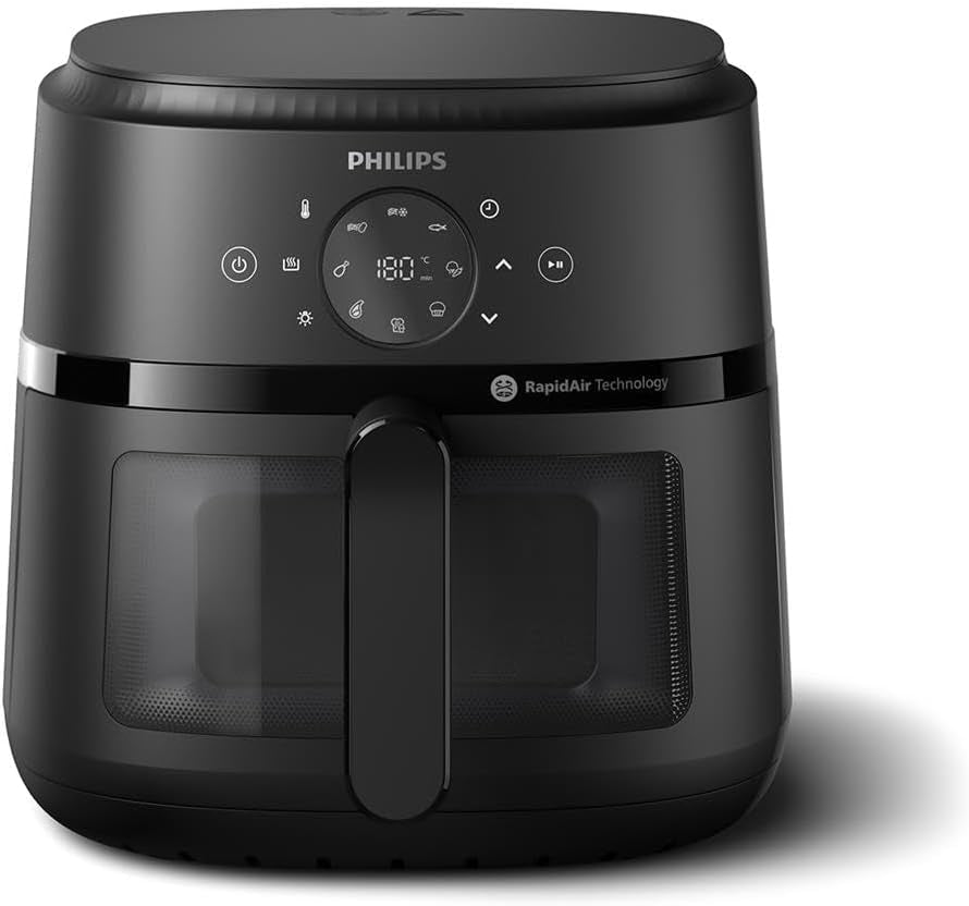Philips Airfryer serie 2000 4,2L - Pantalla táctil digital, 13 opciones de cocción, 9 funciones preestablecidas, Hasta un 90% menos de grasa con tecnología Rapidair, potencia 1500W Electrodomésticos Naty Shop 6,2L - Sichtfenster