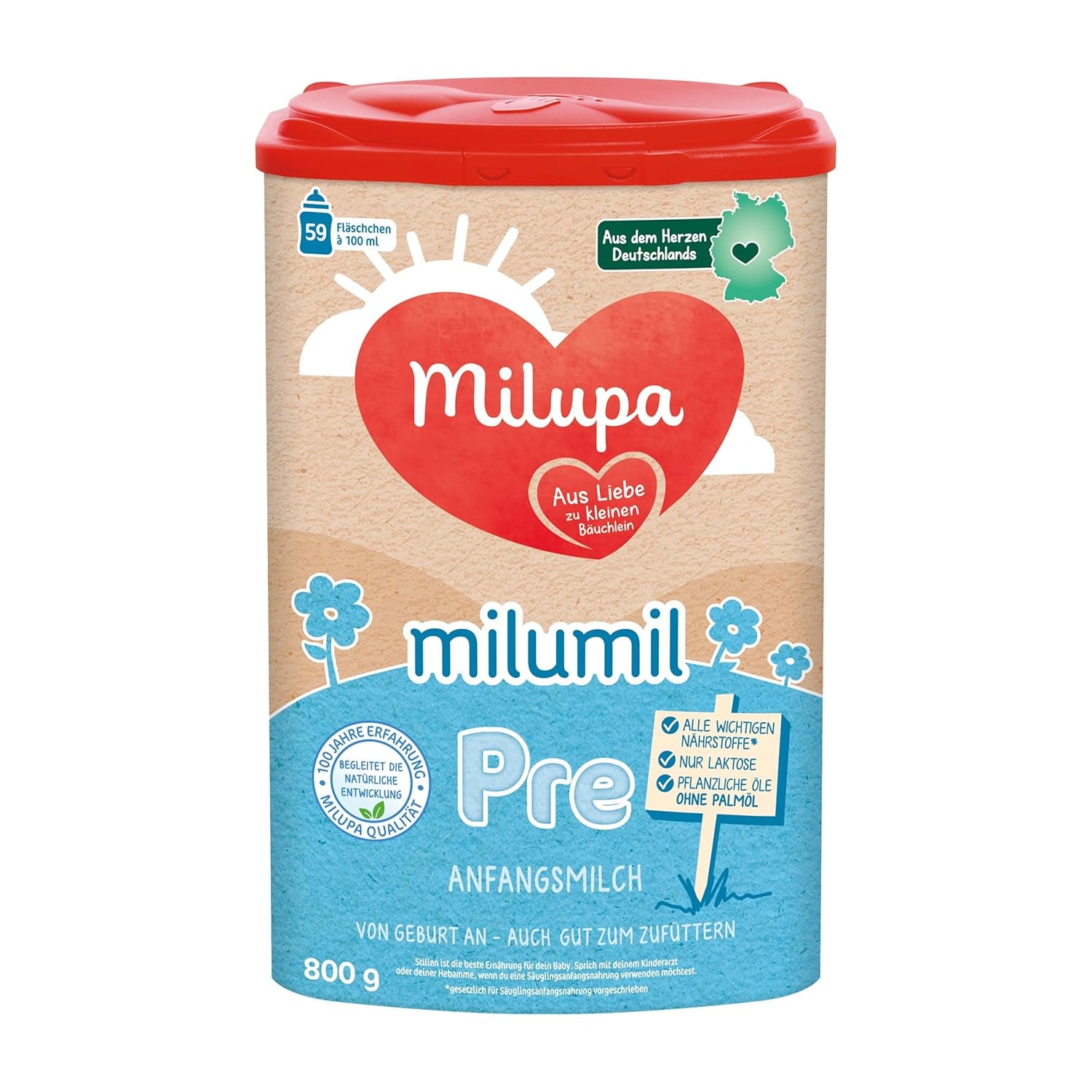 Milumil Milupa Leche en polvo para bebés, la primera leche desde el nacimiento, 800 g