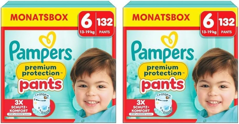 Pampers Premium Protection Pants talla 5, 144 pañales, 11 kg - 17 kg, con ajuste de 360° y puños suaves antifugas para una comodidad y protección óptimas