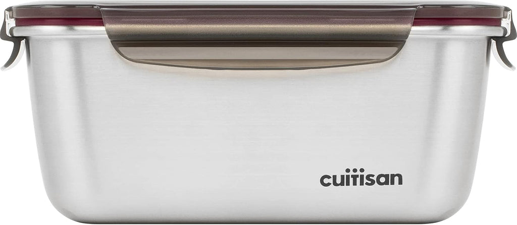 CANDL Cuitisan (Flora) borcan de depozitare a alimentelor din oțel inoxidabil cu capac cu clip, dreptunghiular, potrivit pentru cuptor cu microunde + cuptor, borcan de depozitare, EC7-SS10 2800ml Cutii depozitare alimente Naty Shop 22,0Cm X 15,7Cm X 9,5Cm / 1800Ml