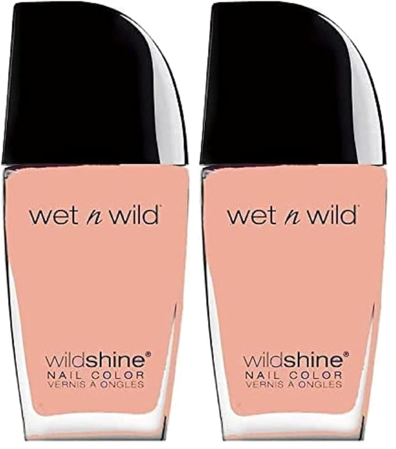 Wet n Wild Wild Shine Esmalte de uñas, sin formaldehído, tolueno ni ftalatos, fórmula de secado rápido de larga duración, rosa cosquillas (paquete de 2)