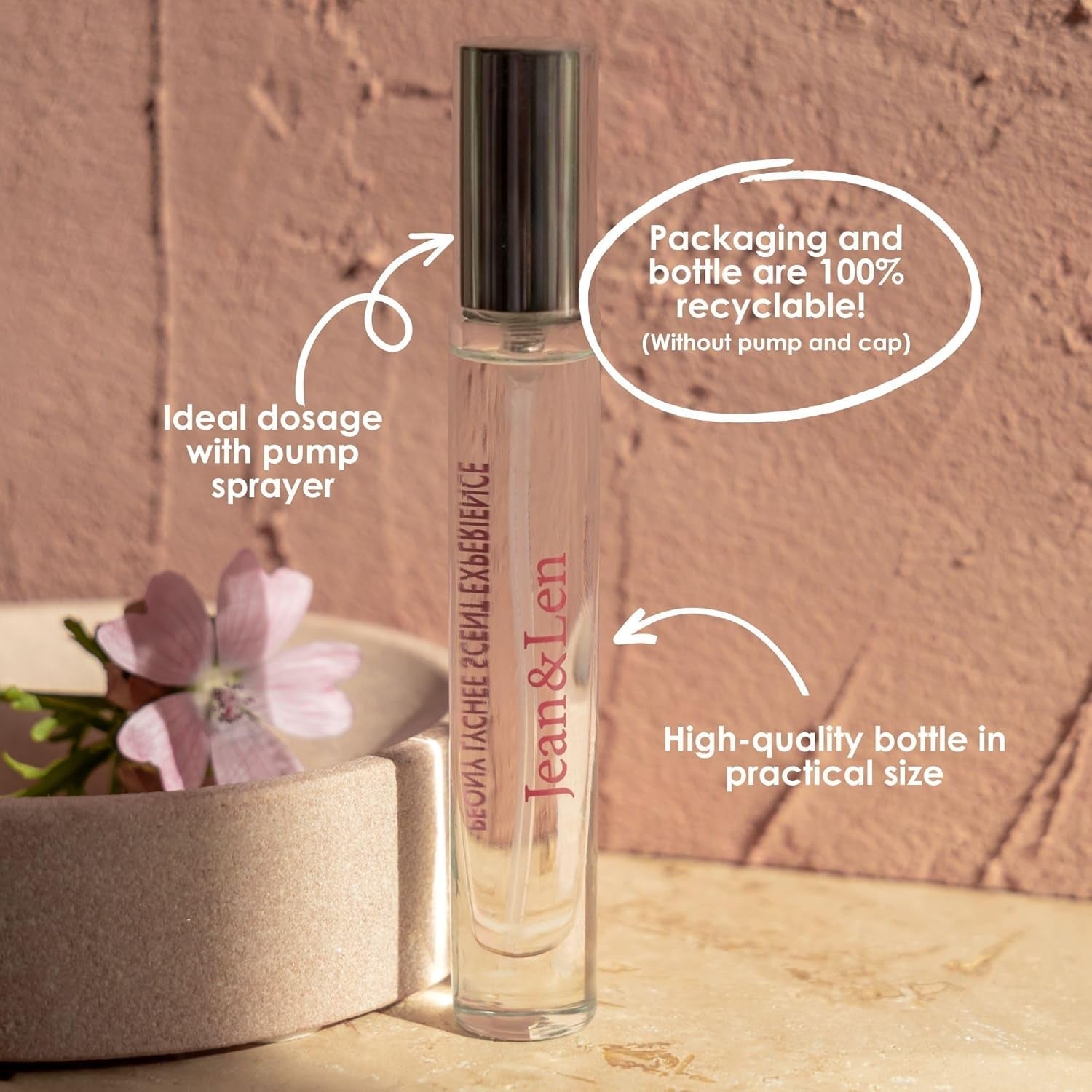 Jean & Len Scent Experience Peony & Lychee, Apă de toaletă cu aromă de bujor și lici, Mini parfum practic, Ideal pentru călătorii, Sticlă de înaltă calitate, 10 ml