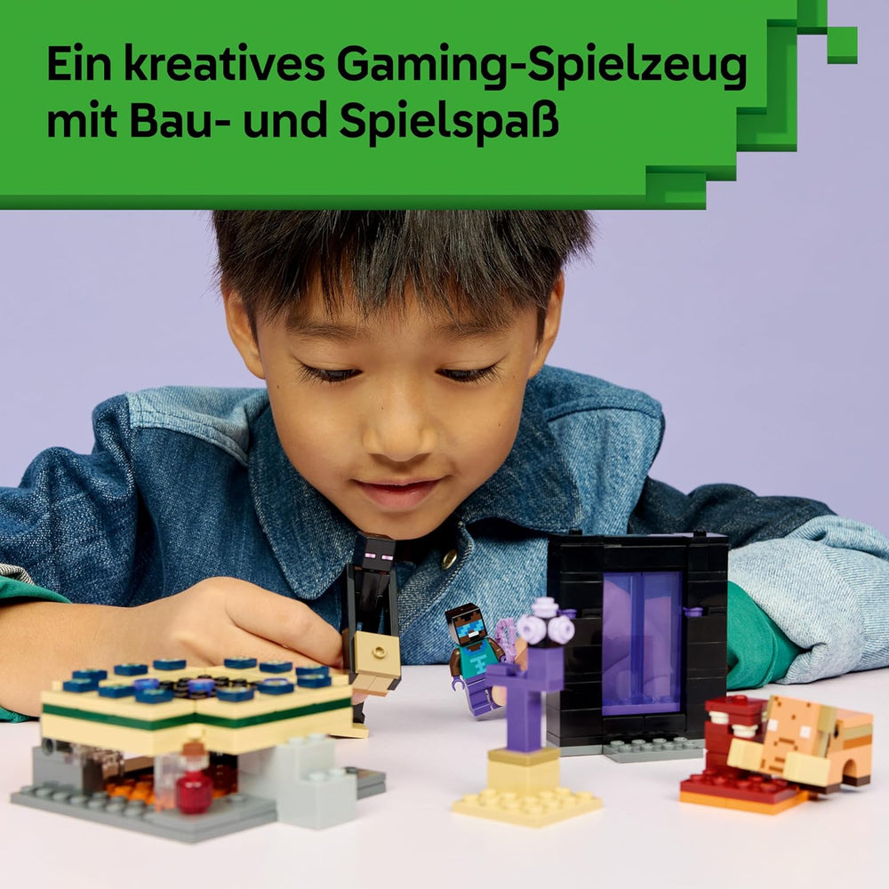 LEGO Minecraft Reise durch Nether and Endportal - Kinder Spielzeug mit Helden, Enderman and Baby Hoglin Figuren - Set mit Minecraft Figur - Gamer Geschenk für Jungen and Mädchen ab 7 Jahren - 21584