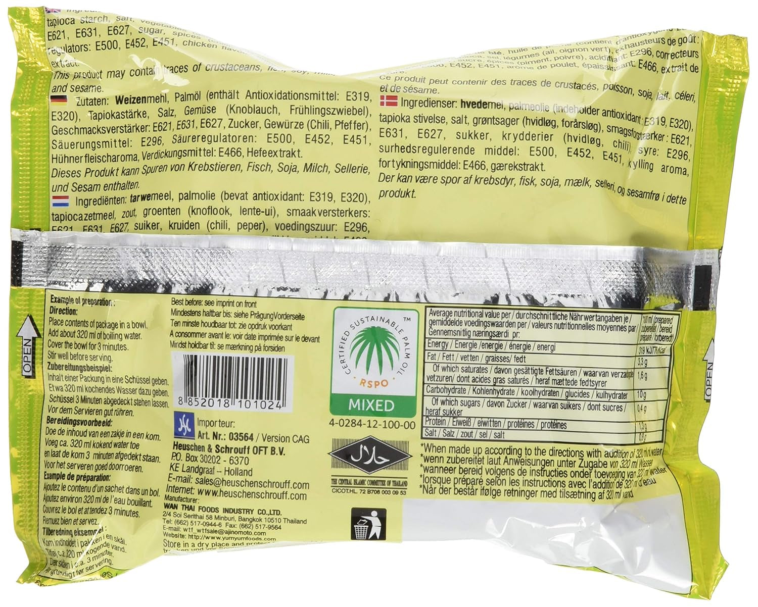 Fideos instantáneos con pollo, paquete de 10 (10 x 60 g)