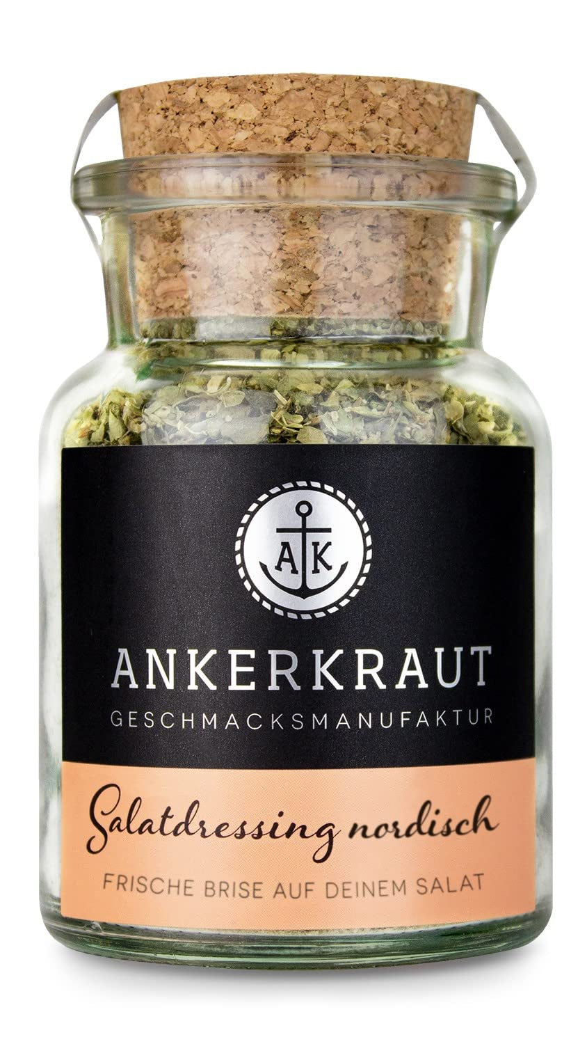 Ankerkraut Aderezo para ensalada Nordisch Gewürz, 115 g en vaso de corcho, Aderezo para Knackigen Salat Schnell Selber Machen, Premium Qualität aus Hamburg