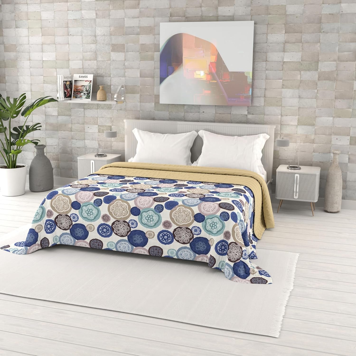 Colcha De Verano Estampada Fantasía, Relleno De Poliester, Pétalos, 260X270Cm Edredones y colchas Naty Shop Murrine 260X270Cm