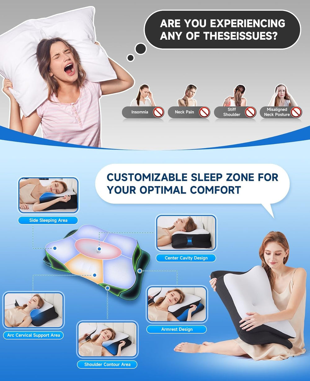 SUPA MODERN pernă din spumă cu memorie, pernă de răcire pentru dormit lateral 60X40, pernă ortopedică pentru spate, lateral, stomac pernă de gât pentru ameliorarea durerii de gât Perne ortopedice cervicale Naty Shop