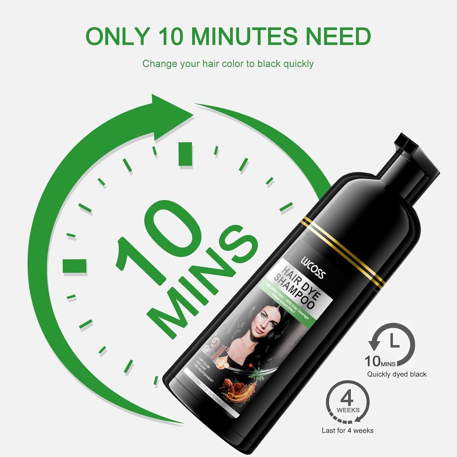 Șampon instant pentru păr negru, șampon natural pentru vopsirea părului, 100% acoperire gri - ușor și rapid, culoare semipermanentă pentru păr negru, șampon pentru vopsirea părului pentru bărbați și femei Vopsea pentru par Naty Shop