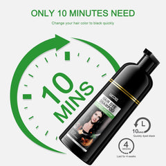 Șampon instant pentru păr negru, șampon natural pentru vopsirea părului, 100% acoperire gri - ușor și rapid, culoare semipermanentă pentru păr negru, șampon pentru vopsirea părului pentru bărbați și femei Vopsea pentru par Naty Shop