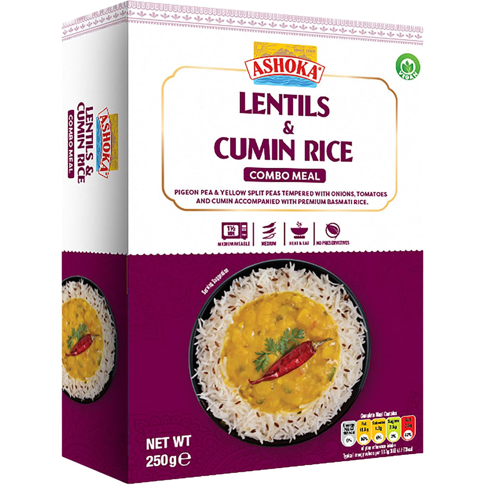 ASHOKA - Arroz instantáneo con lentejas y comino - (1 x 250 g)