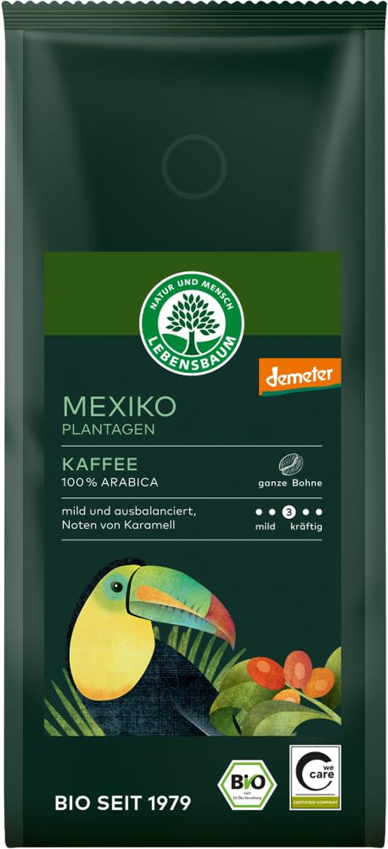 Cafea de plantație mexicană, boabe întregi 6 x 250 g