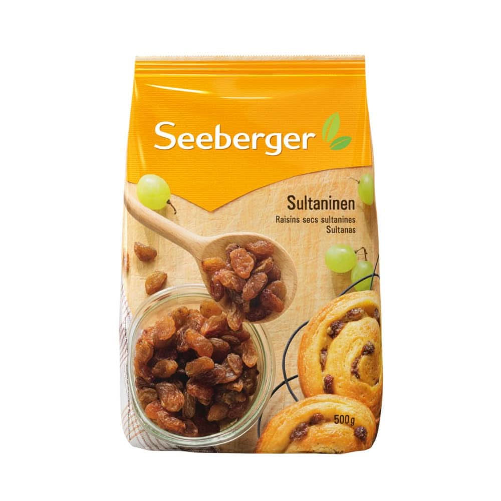 Seeberger Sultanas: Pasas Sultanas de Turquía, ligeras, dulces y afrutadas, Pack 13 x 200 gramos Naty Shop Productos Deshidratados 8 x 500 gramos