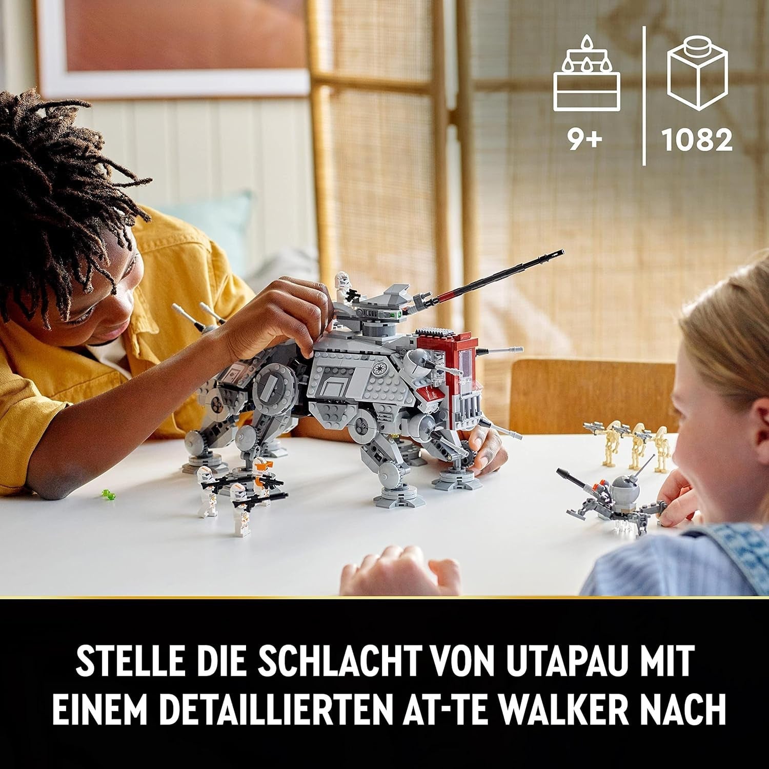 LEGO Star Wars Juego de minifiguras de modelo de juguete móvil At-Te Walker que incluye 3 soldados clon, droides de batalla y droide araña enano 75337 Juegos de construcción Besuche den LEGO-Store