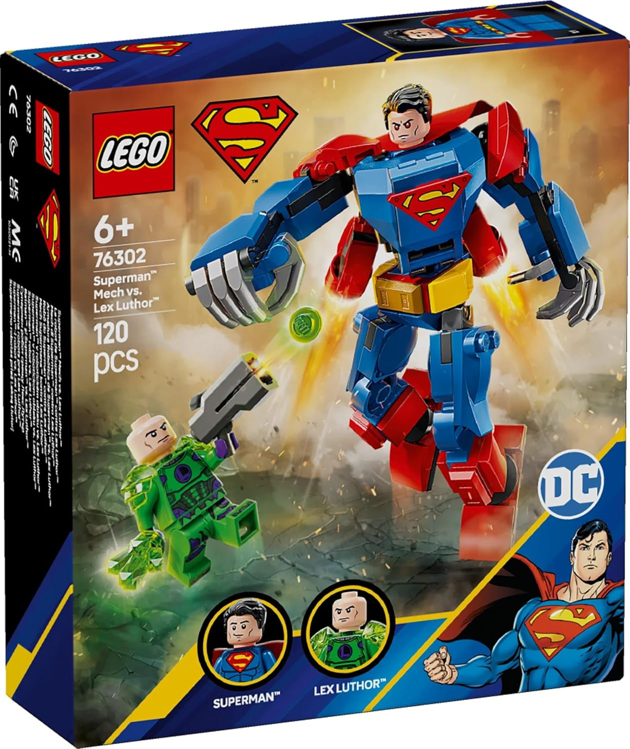 LEGO DC Superman Mech vs. Lex Luthor - Juguete de superhéroe con 2 minifiguras - Figura de acción para construir con brazos, piernas y dedos móviles - Regalo para niños y niñas a partir de 6 años 76302 Juegos de construcción Besuche den LEGO-Store