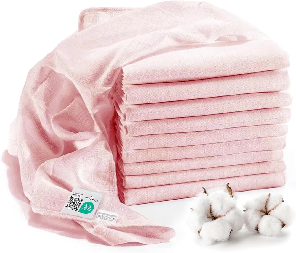 MAKIAN Cuadrados de muselina, paquete de 10, 80x80 cm, certificado Oeko-TEX® Standard 100, 10 paños para eructar de primera calidad - Cuadrados de tela de doble tejido / Cuadrados de muselina, resistentes a la ebullición - Blanco