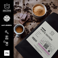 KING'S COFFEE - EDIȚIE ALBĂ - amestec ușor 100% Arabica din Etiopia, Mexic, Peru și Tanzania - prăjire în loturi mici în Italia - boabe de espresso întregi pentru aparate portafilter - 1 kg