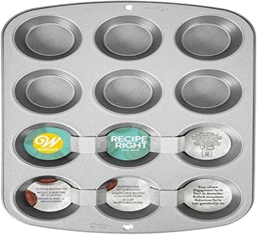 Wilton 03-3118 Cupcake- /Muffin-Backform, Recipe Right, Antihaft, 12 Vertiefungen, Grau Moldes y bandejas para hornear Naty Shop