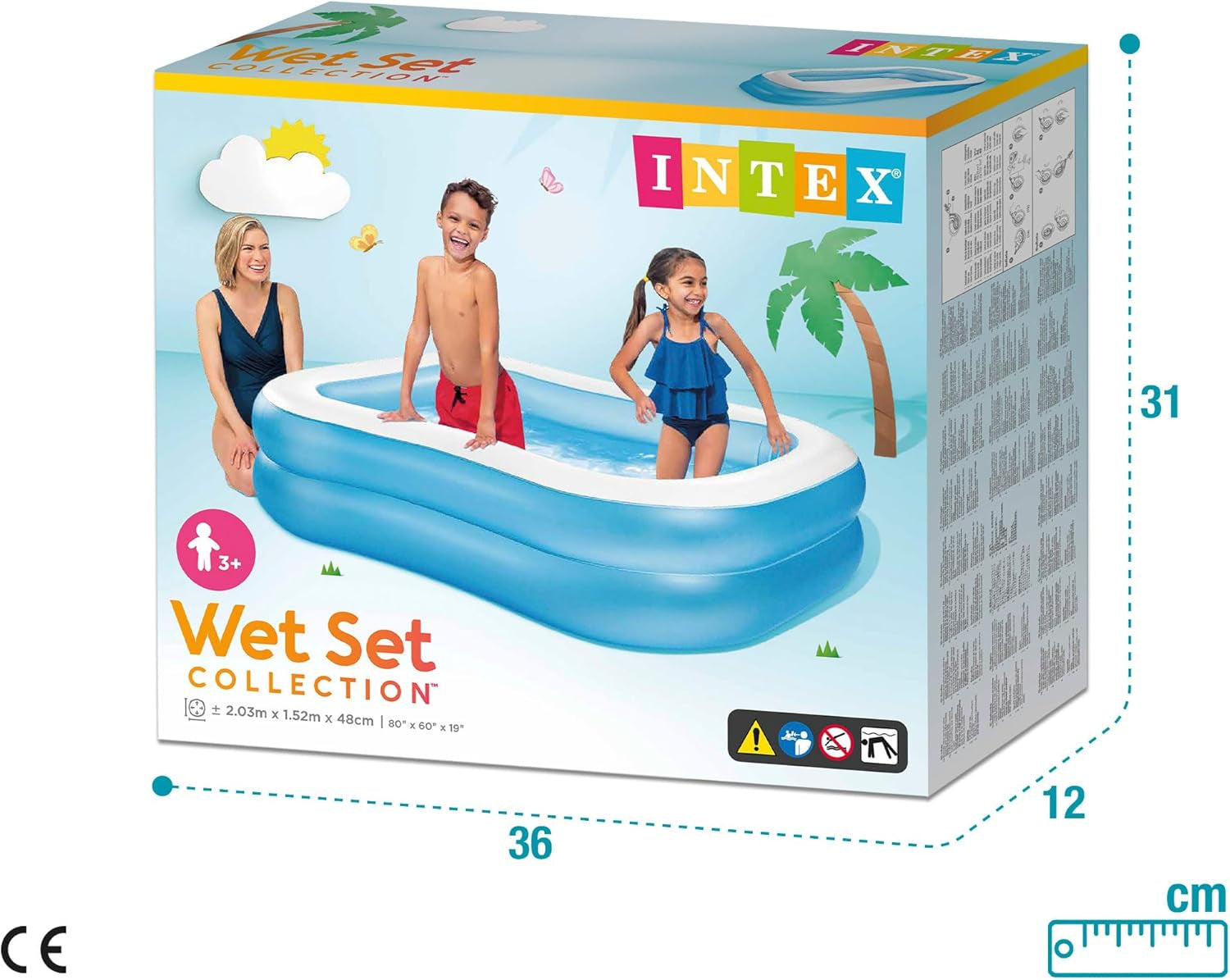 Piscina Familiar Intex Swim Center, Hinchable, Dimensiones: 203cm x 152cm x 48cm (57180NP)
