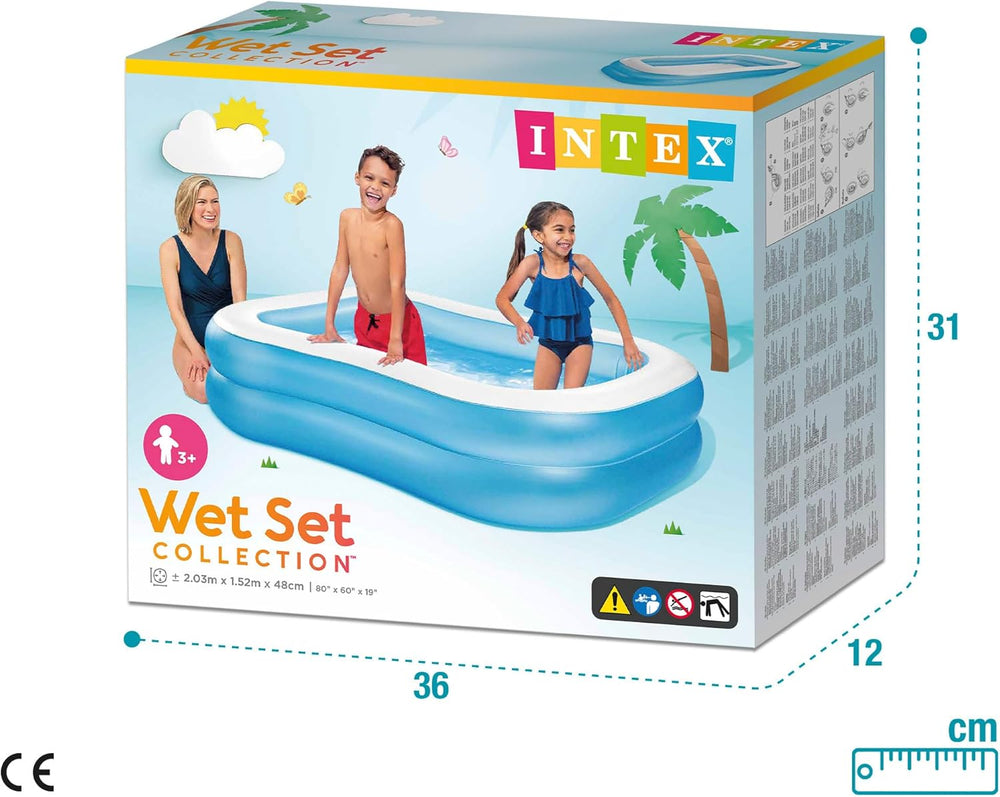Piscina Familiar Intex Swim Center, Hinchable, Dimensiones: 203cm x 152cm x 48cm (57180NP)