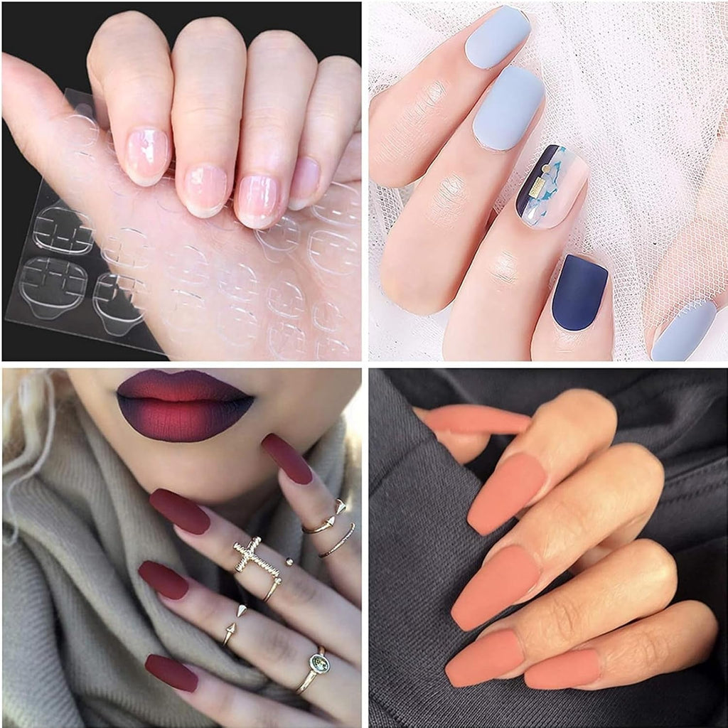 100 de șabloane pentru unghii, șabloane de modelare, autoadezive, cu 4 foi de tampoane adezive transparente pentru unghii și 3 pile de unghii, accesorii pentru extensii de unghii cu gel, pentru unghii artificiale