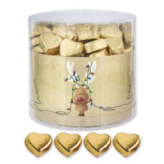 Günthart 150 Piezas Corazones de Chocolate Dorado con Relleno de Turrón, Reno | Rodolfo el Rojo - Crema de Turrón | Corazones de chocolate dorado | Concurso | Corazones de chocolate dorado | Navidad (1,2 kg)