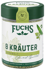 Fuchs Gewürze - 8 Kräuter gerebelt - Kräutermischung für Marinaden, Fischgerichte oder Kräuter-Frischkäse - ingredientes naturales - 25 g en wiederverwendbarer, recyclebarer Dosis