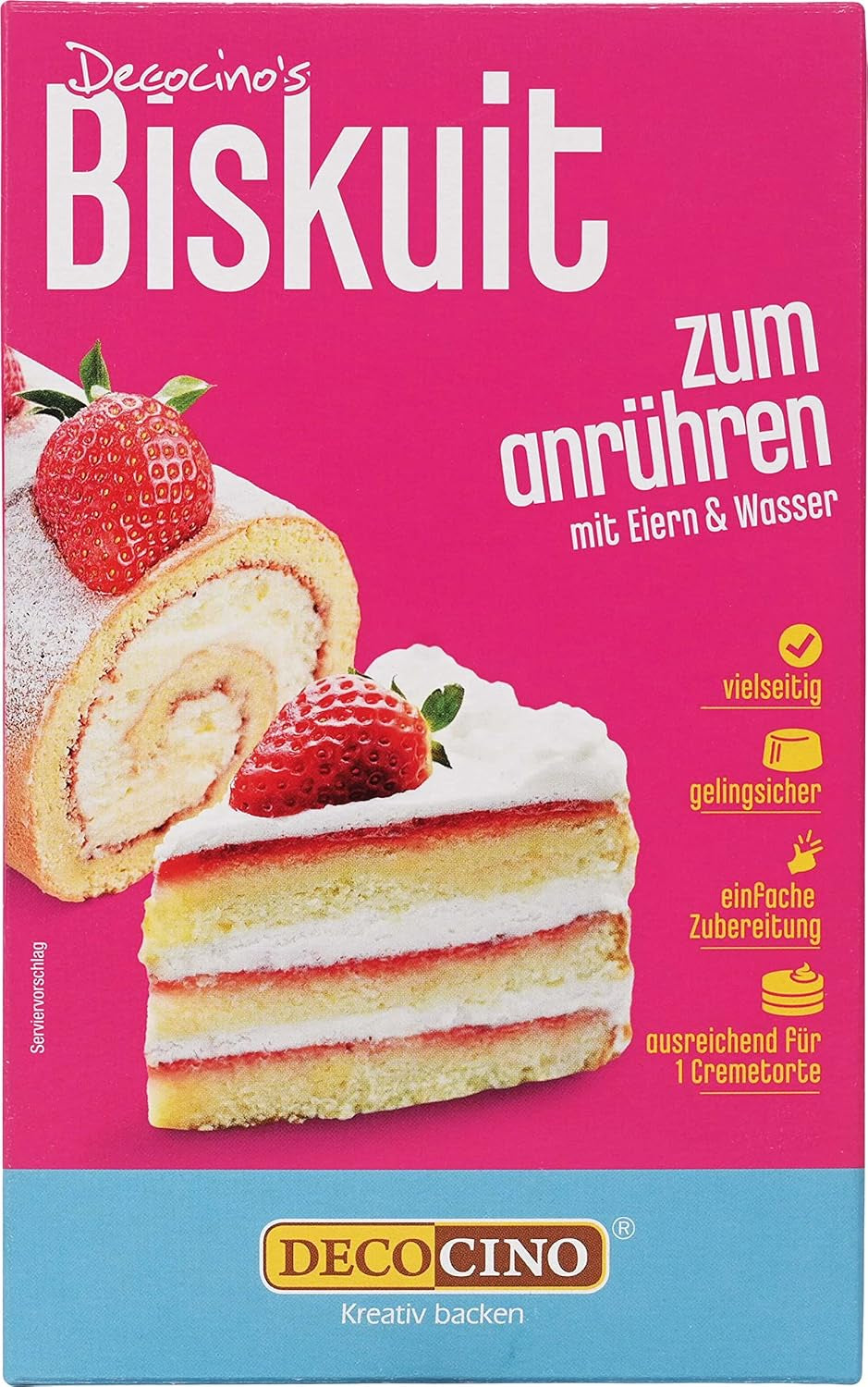 DECOCINO Biscuit Backmischung (250 G) – Einfache Zubereitung – Gelingsicher – Zum Backen Von Luftigen Biskuitböden, Creme-Torten, Biskuitrollen Uvm. Título predeterminado de la tienda Naty