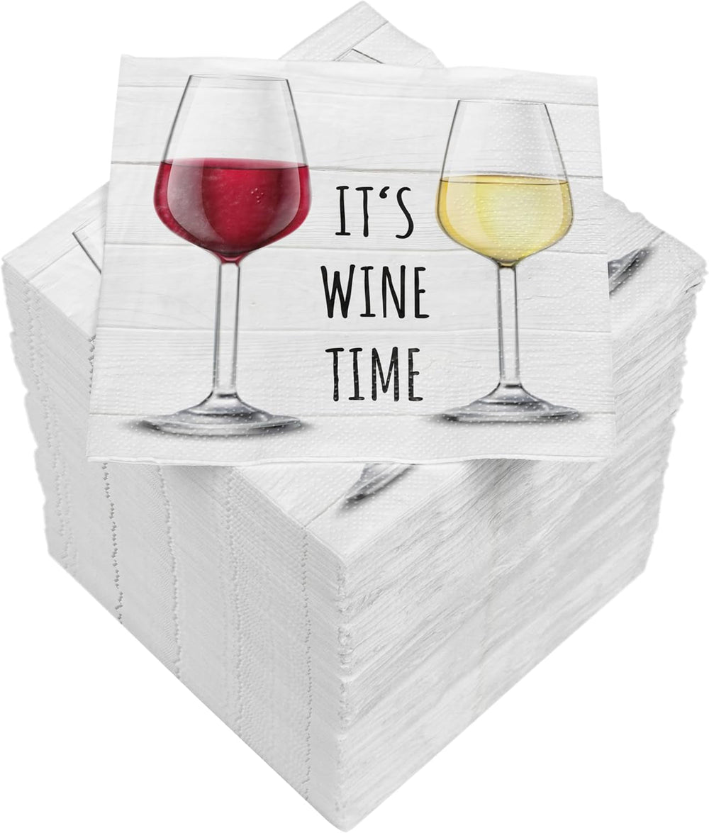 Șervețele de cocktail HEKU 'Schön Dass Du Da Bist', 3 straturi, 25X25Cm, 150 bucăți I Design elegant I Ideal pentru sărbători I Practic ambalate