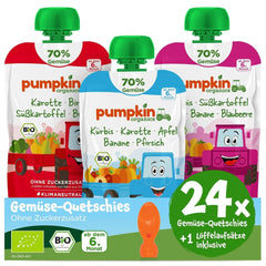 Pumpkin Organics 24Pack, puré de verduras ecológico, sin azúcares añadidos, para bebés a partir de 6 meses, 24 x 100 gramos Madre e Hijo Naty Shop 24 x 100 gramos