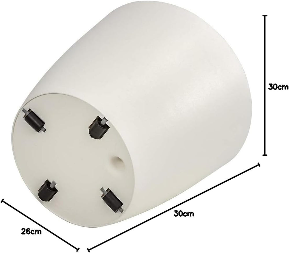 Ghiveci Dehner Mila cu sistem de auto-udare, Ø 30 cm, înălțime 26 cm, plastic, alb