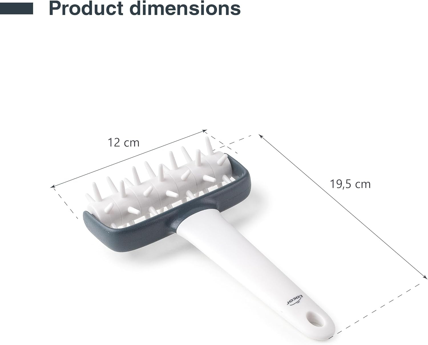 - 68802 - Küchenrollkissen, Tupfwalze, Nudelrolle, Verhindert Blasen im Teig, Ergonomischer Griff, 100% Abnehmbar, Spülmaschinenfest, Polipropileno, Libre de BPA, 12x19,5 cm