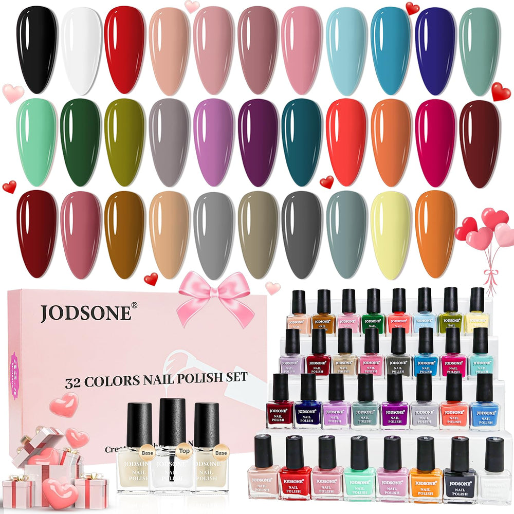 JODSONE Juego de esmaltes de uñas de 12 piezas, combinación de 10 colores, 2 capas base y capa superior, esmalte de uñas de secado rápido para aficionados y principiantes