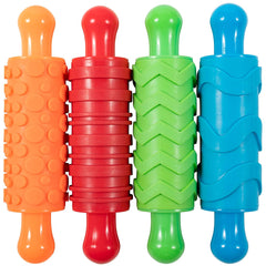 Mal- und Ton-Texturwalzen - 4er-Set - Knetrollen für Kinder estructurado - Vielseitige Muster zum Basteln und Dekorieren