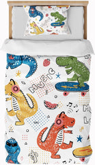 Ropa de Cama Infantil, Chico, Varios Modelos, con Cremallera, Microfibra Poliester Ropa de Cama - Infantil Naty Shop Dinosaurios 135X200 Cm + 80X80 Cm