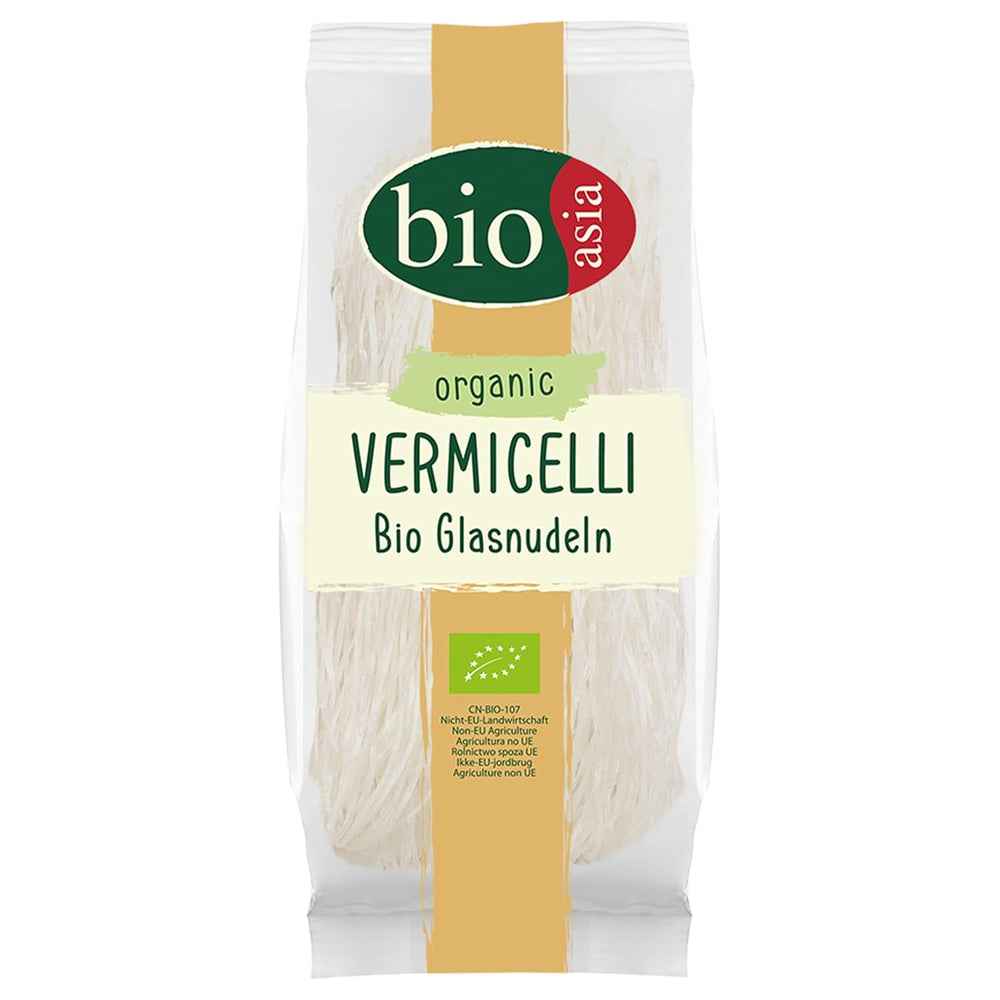 Fideos de vidrio orgánicos Bioasia - Fideos de vidrio largos con almidón de guisante orgánico - Naturalmente veganos y sin gluten - 1 x 100 g