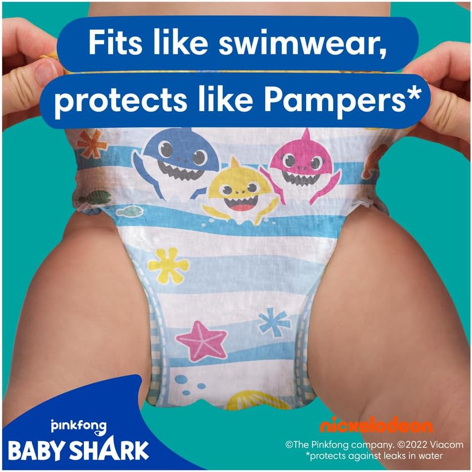 Pampers (versión antigua), pantalones cortos de baño desechables Splashers - Talla 5/6 (más de 14 kg) - Caja de 8 paquetes de 10