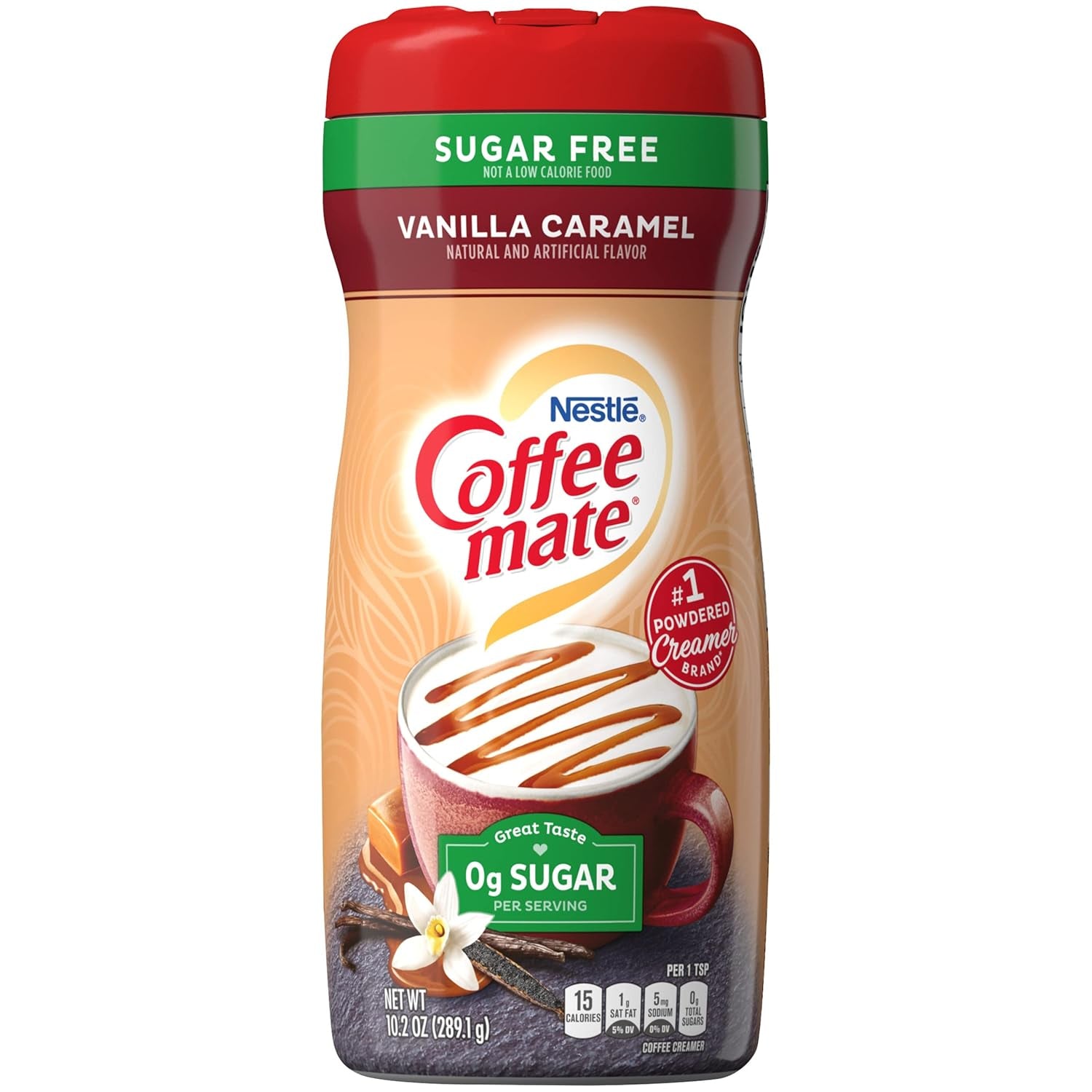 Coffee-Mate Vanilla Caramel, crema para café en polvo sin azúcar, Kaffeesahne Pulver - Vanille Karamell - ¡OHNE ZUCKER! de estados unidos