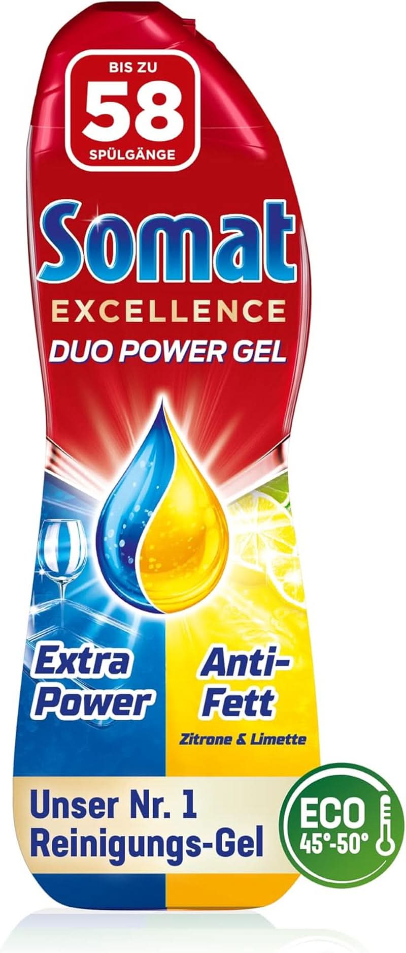 Somat All in 1 Power Gel (67 cicluri de clătire), Lichid de spălat vase pentru curățare puternică Naty Shop 58 Spalari