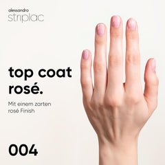 alessandro Striplac UV Top Coat Rosé - Uñas brillantes y resistentes a los arañazos hasta 15 días - Puede usarse con o sin color - Tecnología de eliminación suave - Vegano - Rosa, Transparente, 6,5 ml