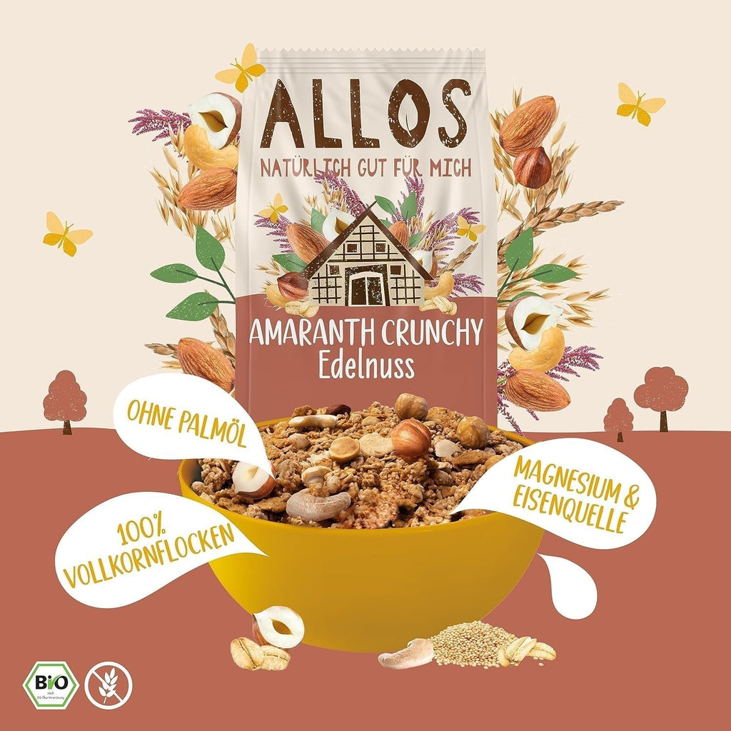 ALLOS Amaranth Crunchy Nobleuss | Muesli organic Nut Ovăz Cereale pentru micul Cereale Naty Shop