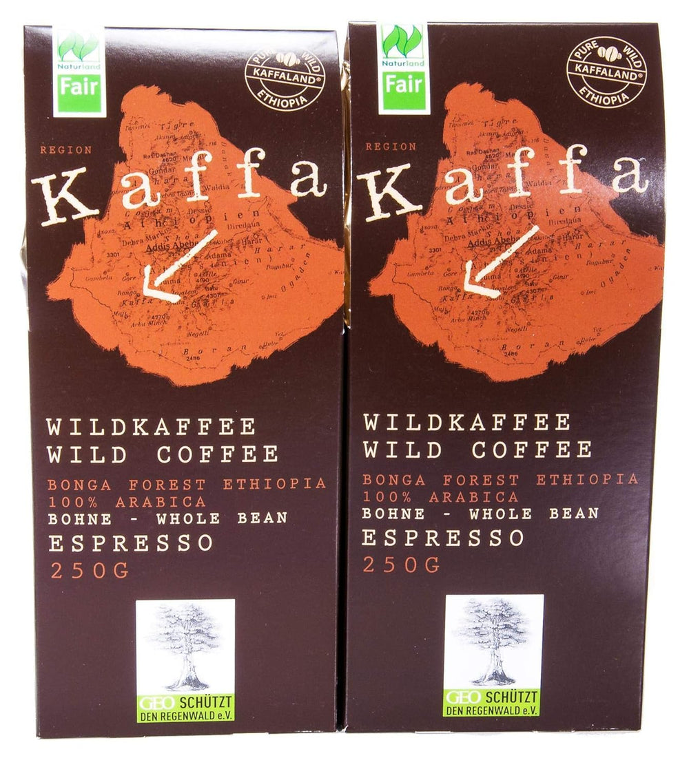 Cafea sălbatică organică, prăjire Espresso, boabe întregi (2 x 250 g)
