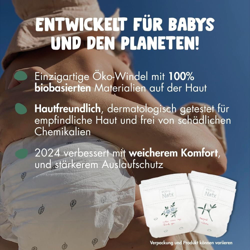 Pañales Eco Eco by Naty Baby Eco Pañales: pañales orgánicos de primera calidad, ecológicos, elaborados con materiales de origen vegetal, ideales para la piel sensible del bebé (tamaño 5 - 80 piezas)