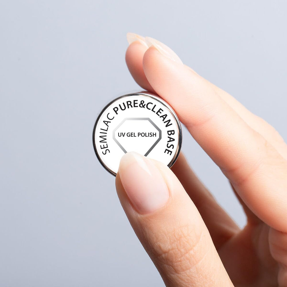 Semilac Pure & Clean base de esmalte de uñas UV 7ml – Base híbrida autonivelante para uñas sensibles